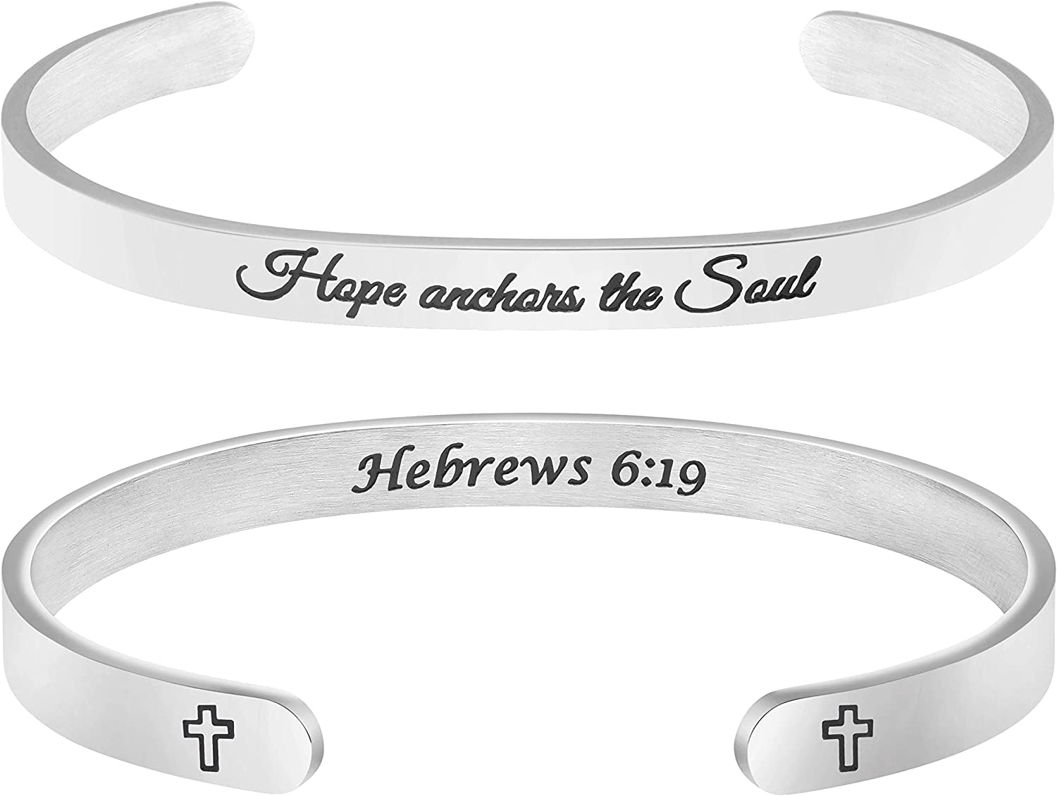 Christian Bracelets for Women Inspirational Gifts Bible Verse Religious Faith Jewelry Cuff Bracelet Mothers Day Christmas Birthday Jewelry for Her Mother Daughter Apparel & Accessories > Jewelry > Bracelets Memgift Hebrews 6:19-Hope anchors the soul  