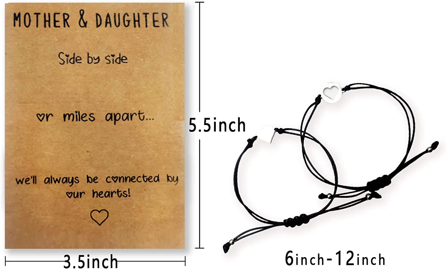 Cute Mothers Day Gifts from Daughter, Mother Daughter Bracelets with Gift Card, Mother and Daughter Matching Heart Wish Bracelets… Apparel & Accessories > Jewelry > Bracelets Ziwenhu   