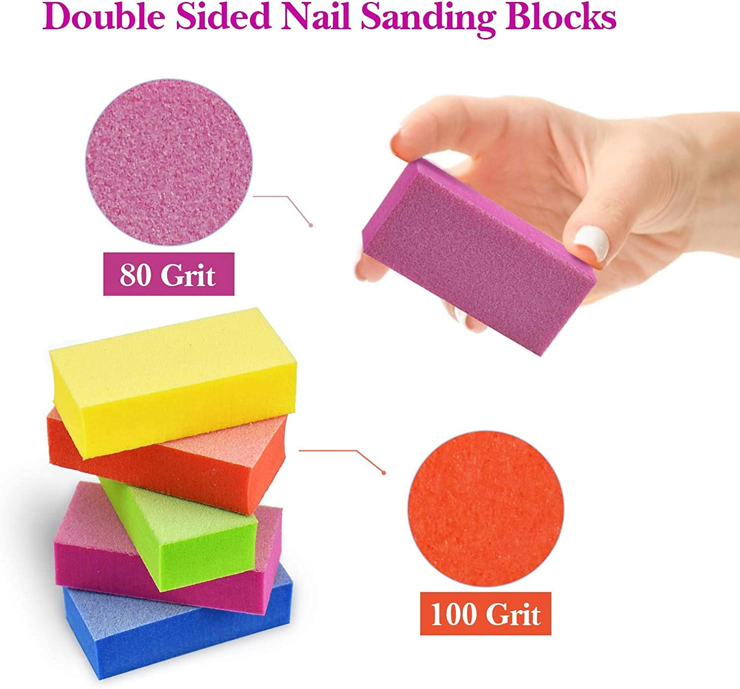 Nail Files and Buffers Set - Professional Manicure Tools Kit, 100/180 Grit Double Sided Emery Boards for Nails, 80/100 Grit Rectangular Nail Buffer Shiner Blocks Art Care for Home Salon 20Pcs Health & Beauty > Personal Care > Cosmetics > Cosmetic Tools > Nail Tools SALVMARY   