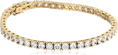 Collection Platinum or Gold Plated Sterling Silver Round-Cut Tennis Bracelet Made with Infinite Elements Zirconia Apparel & Accessories > Jewelry > Bracelets Amazon Collection Yellow-gold-plated 4 mm 7.25" Length