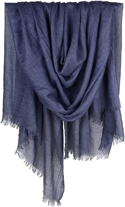 Iristide Women Summer Scarfs Large Long Lightweight Linen Beach Gauze Shawl Wrap 75”×43” Apparel & Accessories > Clothing Accessories > Scarves & Shawls Iristide Denim Blue  