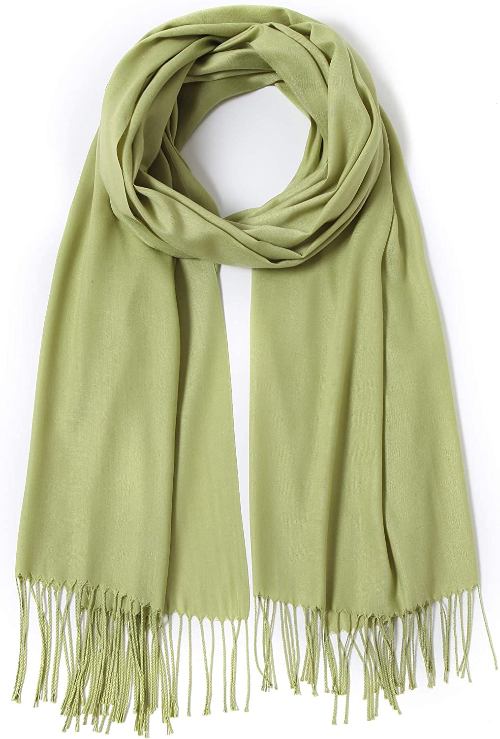 Pashmina Shawls and Wraps Large Scarfs for Women Wedding Party Bridal Long Fashion Solid Shawl Wrap with Fringes Apparel & Accessories > Clothing Accessories > Scarves & Shawls Cindy & Wendy Light Apple Green  