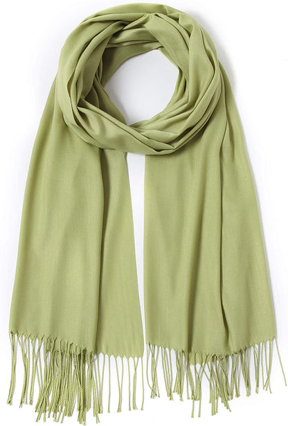 Pashmina Shawls and Wraps Large Scarfs for Women Wedding Party Bridal Long Fashion Solid Shawl Wrap with Fringes Apparel & Accessories > Clothing Accessories > Scarves & Shawls Cindy & Wendy Light Apple Green  