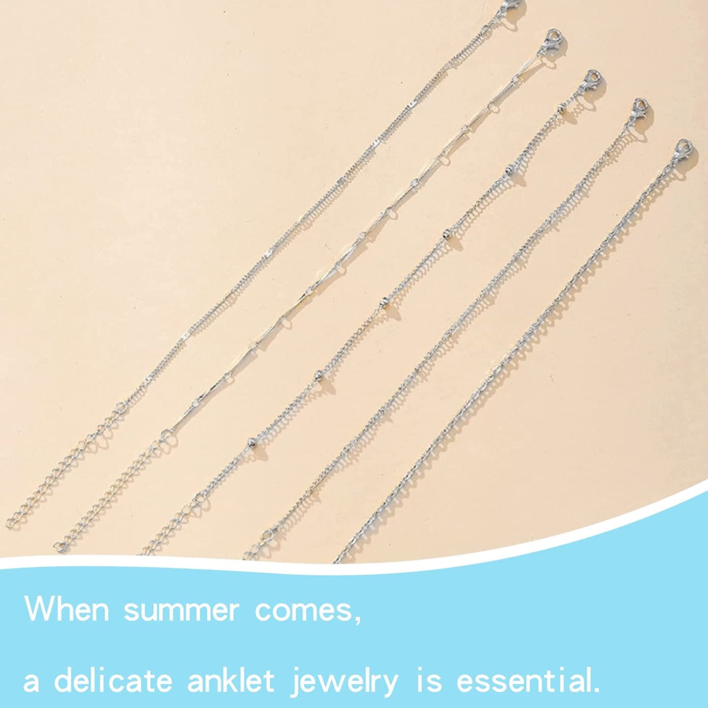 Five Layered Anklet Bracelets for Women Silver Gold Beaded Chain Anklet for Teen Girls Boho Multi-Layered Anklet Bracelets Beach Foot Chain Jewelry Jewelry Gifts Apparel & Accessories > Jewelry > Anklets Dcfywl731   