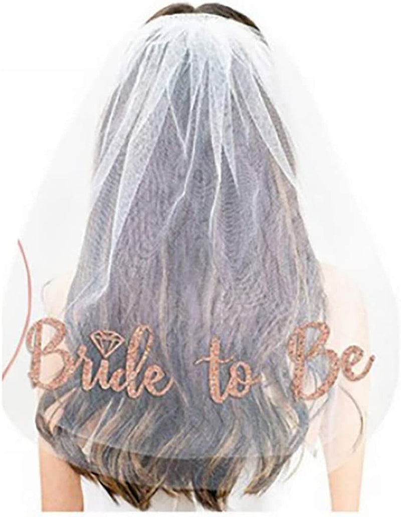 Bride to Be Set, 3Pack Bride to Be Sash & Headband Tiara & Shoulder Length Veil Bachelorette Party Supplies Bridal Shower Decoration Accessories Apparel & Accessories > Clothing Accessories > Sashes Delphinus   