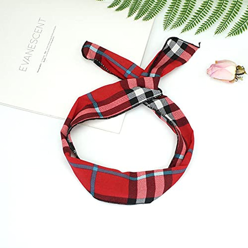 Carede Twist Bow Wire Headbands Head Wrap Retro Bowknot Polka Dot Lattice Design Rabbit Ear Wired Hairbands Hair Holder Hair Accessory for Women and Girls,Pack of 9 Apparel & Accessories > Clothing Accessories > Bandanas & Headties Carede   