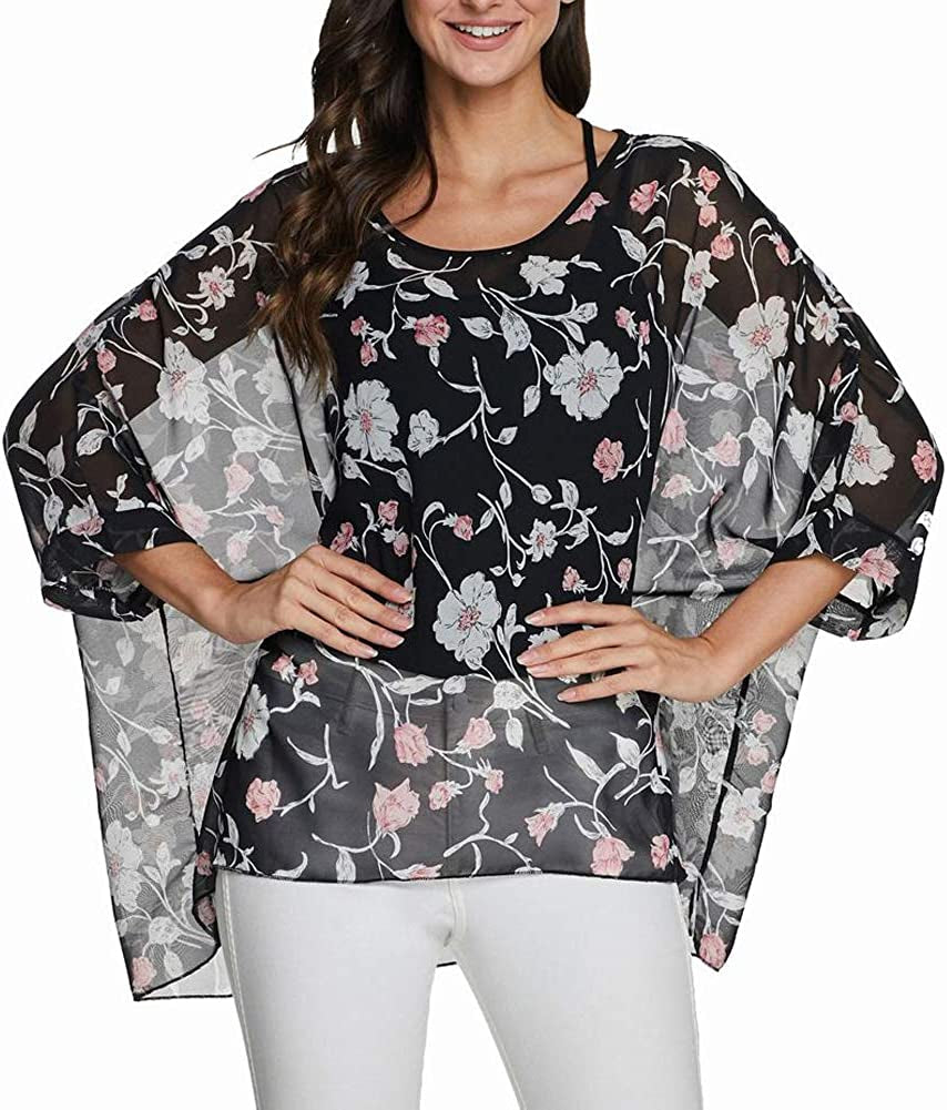 Women'S Chiffon Scarve Shawls Wraps Qunsia Floral Poncho Bikini Cover up Tops Apparel & Accessories > Clothing Accessories > Scarves & Shawls Qunsia   