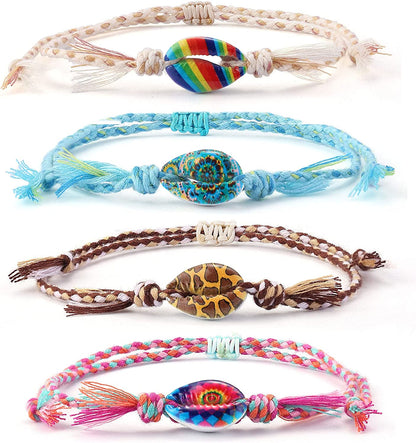 Top Plaza 4 Pcs Summer Surfer Wave Anklet Bracelets for Women Adjustable Strand Braided String Rope Bracelets Sunflower Friendship Bracelets Ocean Beach Jewelry for Women Teen Girls Apparel & Accessories > Jewelry > Anklets Top Plaza Colorful - 4 Pcs  