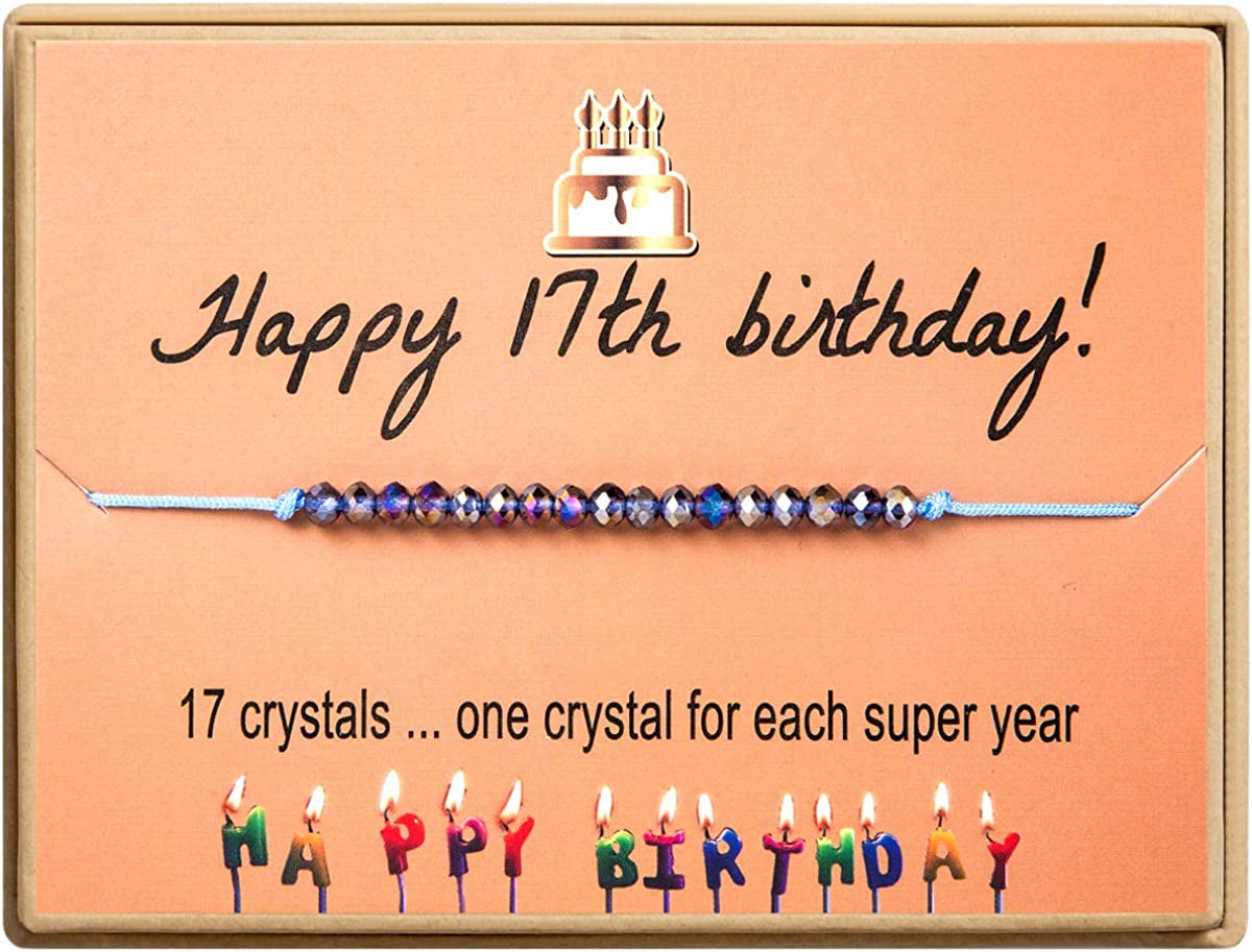Happy Birthday Bracelet Gift for Teen Girls,Crystal Beads Bracelet Gifts for 10 Year Old Girl Birthday Jewelry Apparel & Accessories > Jewelry > Bracelets KGBNCIE 17 th Birthday Gift  