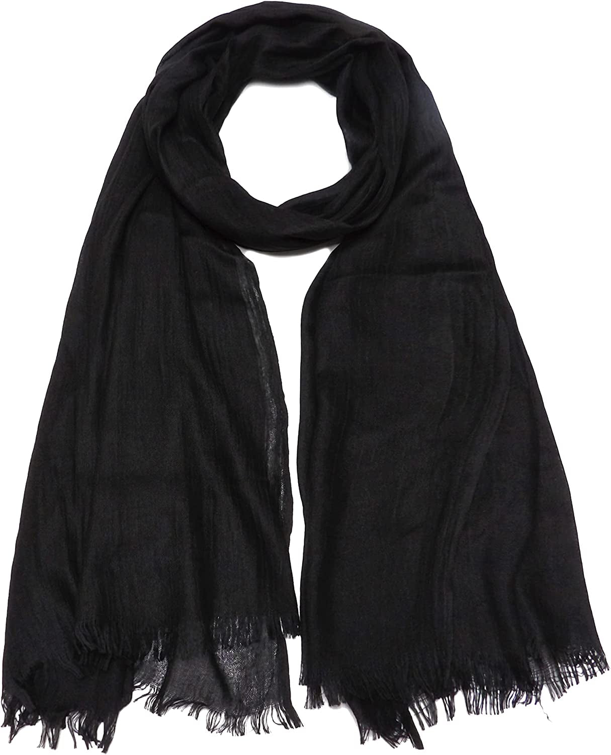 Women Summer Scarfs Lightweight Large Long Gauze Shawl Linen Beach Wrap Plain 75”×43” Apparel & Accessories > Clothing Accessories > Scarves & Shawls Gragengs Black  