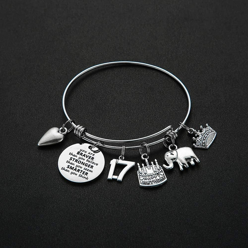 Birthday Gifts for Women Girls Bracelet, Expandable Charm Bracelets 5Th 6Th 7Th 8Th 9Th 10Th 20Th 30Th 40Th 50Th 60Th 70Th 80Th 90Th Birthday Gift for Friend, Mom, Daughter, Niece, Sister, Grandma Apparel & Accessories > Jewelry > Bracelets M MOOHAM   