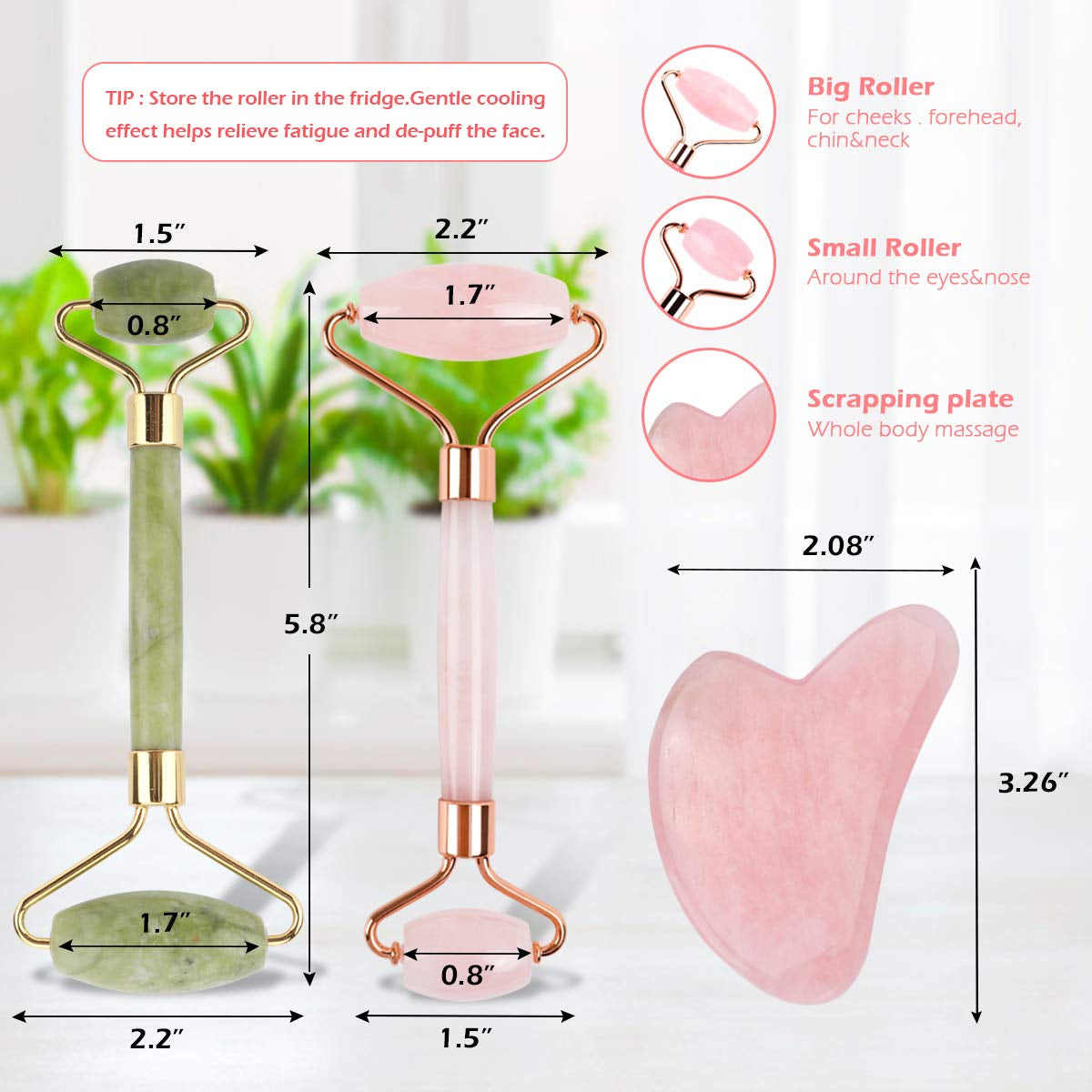 Deciniee Jade Roller for Face,Gua Sha Massage Tool,Rose Quartz Jade Roller and Gua Sha 6 in 1 Face Massager Women Gift Set,Anti-Aging Authentic Facial Beauty Roller-Rejuvenate Skin and Remove Wrinkles Health & Beauty > Personal Care > Cosmetics > Cosmetic Tools > Skin Care Tools Deciniee   