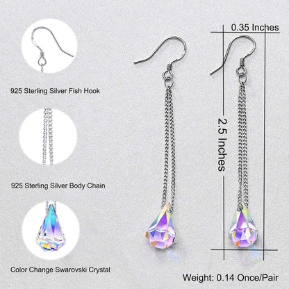 Sterling Silver Crystal Drop Dangle Earrings for Women, Anniversary Birthday Christmas Jewelry Gifts for Her Mom from Daughter Apparel & Accessories > Jewelry > Earrings Desimtion   