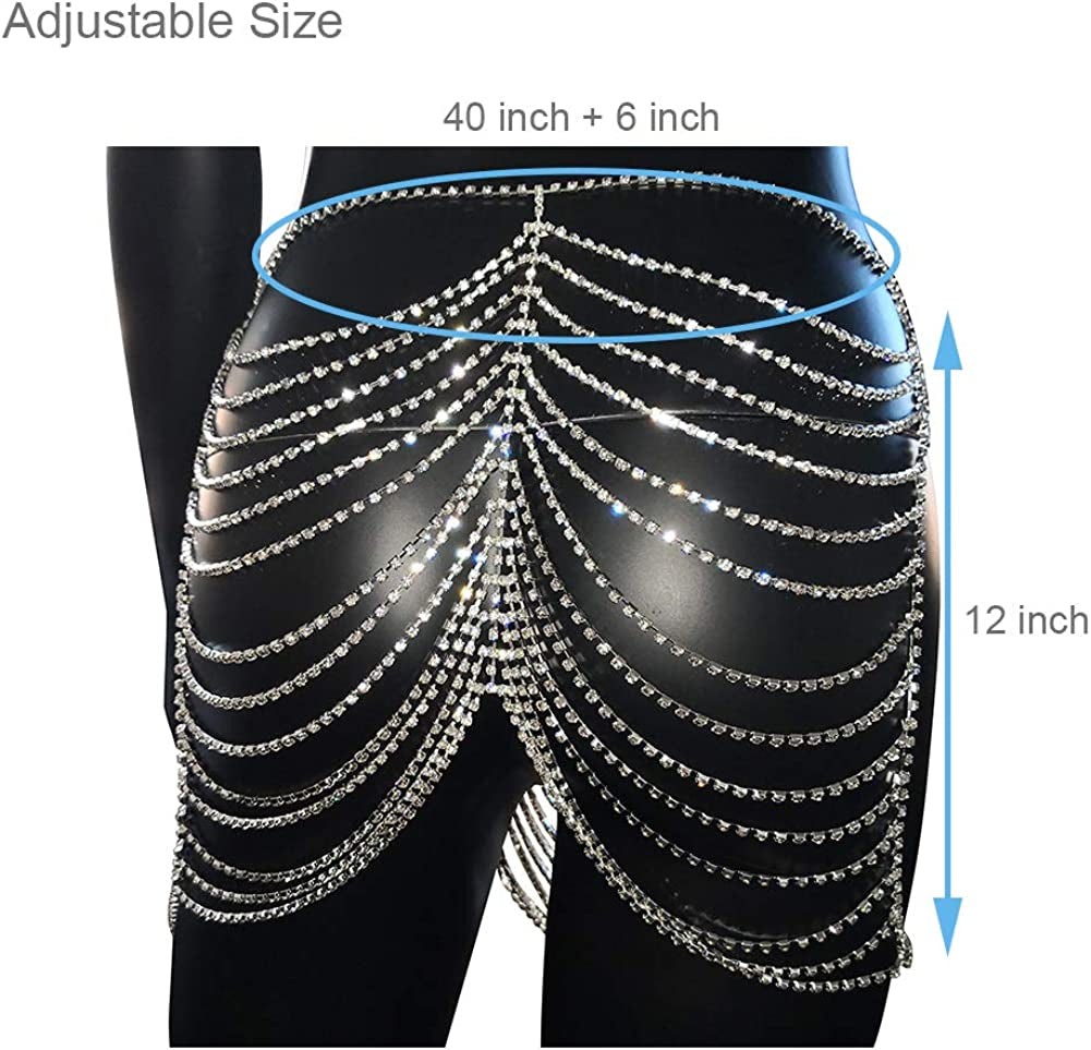 STONEFANS Crystal Body Chain Jewelry for Women Sexy Panties Rhinestone G String Thong Crystal Lingerie Belly Chain Waist Underwear Apparel & Accessories > Jewelry > Body Jewelry STONEFANS   