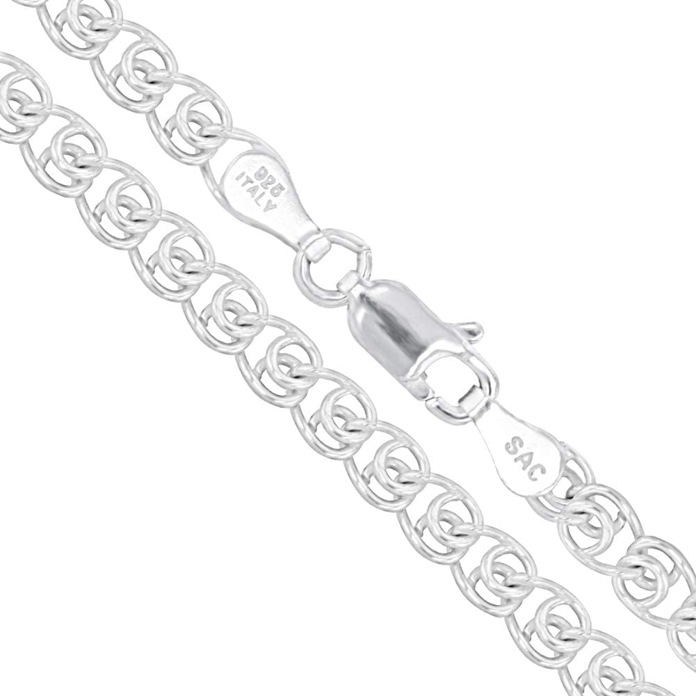 Sterling Silver Italian Love Heart Chain Solid 925 Italy Infinity Promise Necklace Apparel & Accessories > Jewelry > Anklets Sac Silver 5.5mm − 24"  