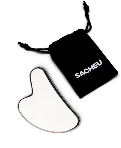 SACHEU Stainless Steel Gua Sha Facial Massage Tool to Reduce Puffiness, Lymphatic Drainage, Facial Tension, Helps Tighten, Firm and Lift Skin, Cooling Durable Skin Care Face Massager with Travel Pouch Health & Beauty > Personal Care > Cosmetics > Cosmetic Tools > Skin Care Tools Sacheu   