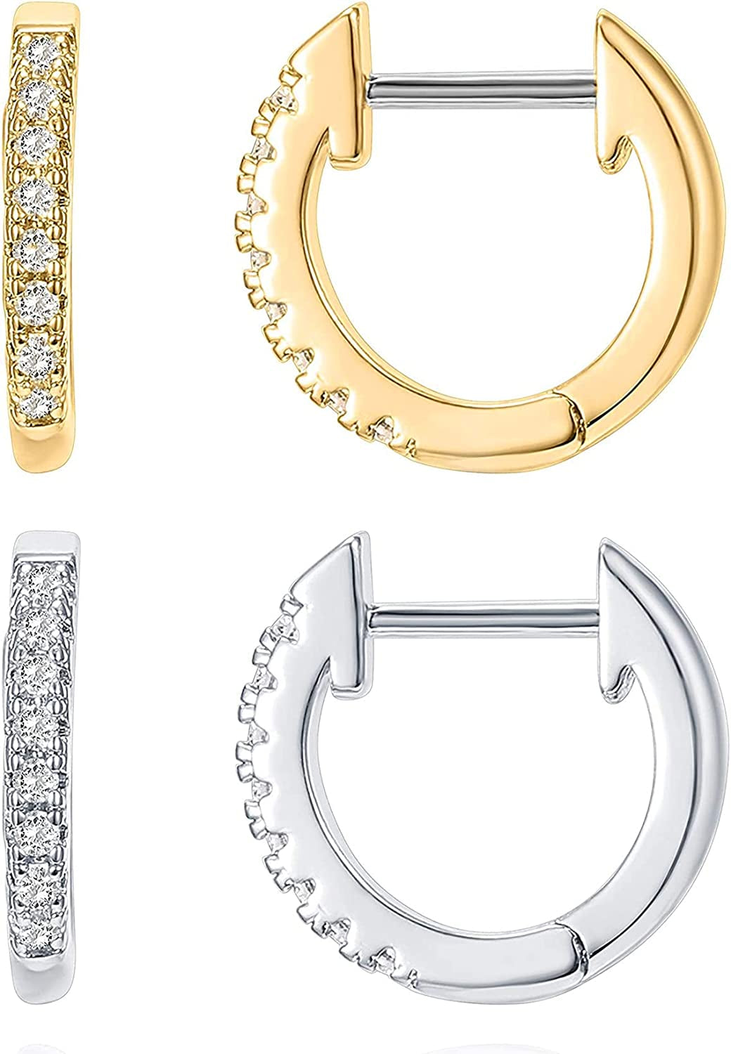 PAVOI 14K Gold Plated Cubic Zirconia Cuff Earrings Huggie Stud Apparel & Accessories > Jewelry > Earrings PAVOI Pack White/Yellow Gold Plated 