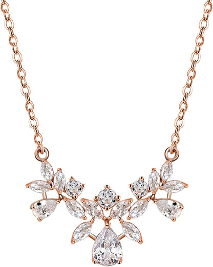 SWEETV Cubic Zirconia Wedding Bridal Backdrop Necklace for Brides, Crystal Dainty Back Necklace, Body Chain Jewelry for Women Prom Apparel & Accessories > Jewelry > Necklaces SWEETV 04. Rose Gold  
