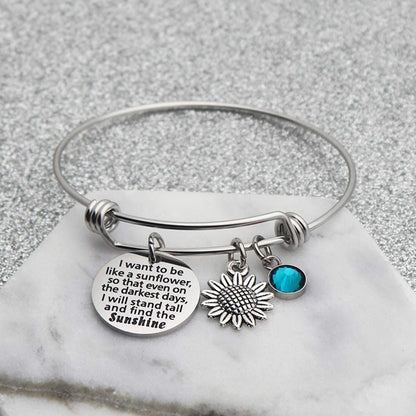 JINGMARUO Sunflower Bracelet I Want to Be like a Sunflower so That Even on the Darkest Days with Birthstone Charm Birthday Gift Flower Bracelet Apparel & Accessories > Jewelry > Bracelets JINGMARUO   