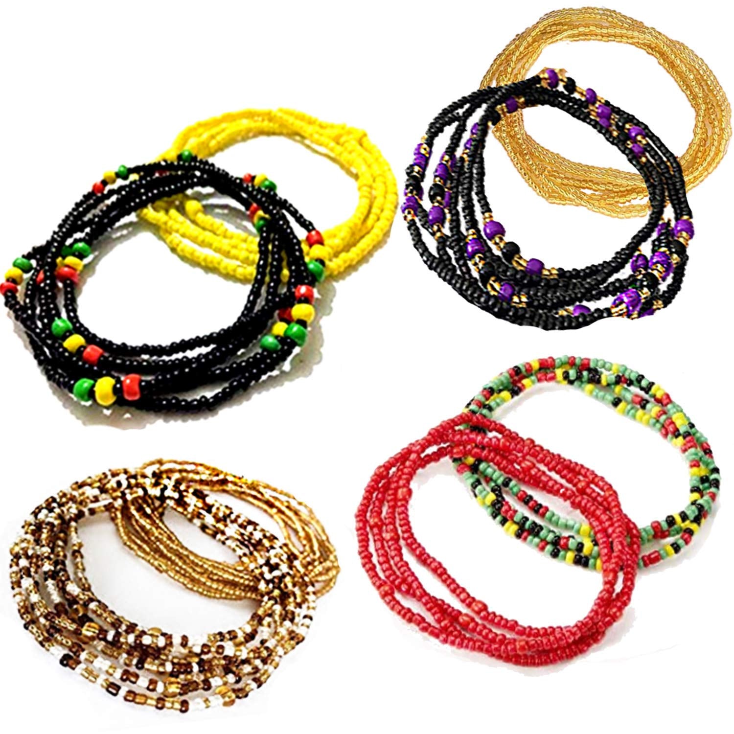 Tuoshei 8 Piece Summer Jewelry Waist Bead Set, Colorful Waist Bead, Belly Bead, African Waist Bead, Body Chain, Beaded Belly Chains, Bikini Jewelry for Woman (Style 1) Apparel & Accessories > Jewelry > Body Jewelry Tuoshei style 3  