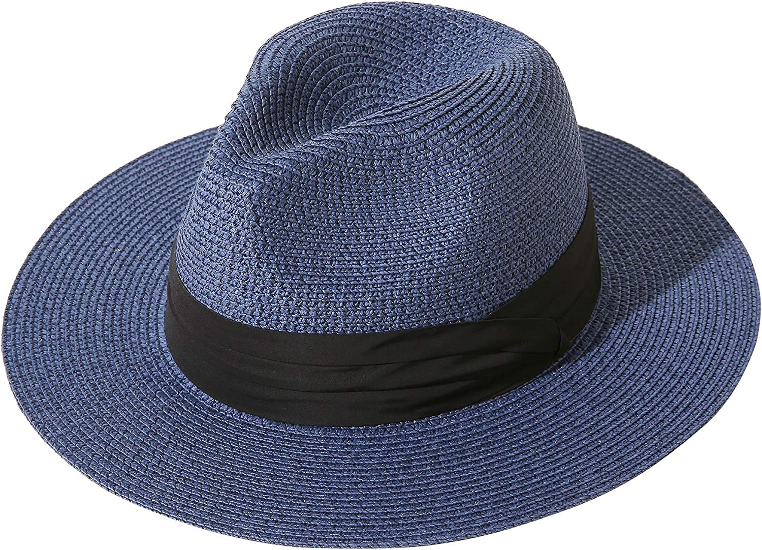 JOYEBUY Womens UPF50 Foldable Summer Straw Hat Wide Brim Fedora Sun Beach Hat Apparel & Accessories > Clothing Accessories > Hats JOYEBUY Navy  