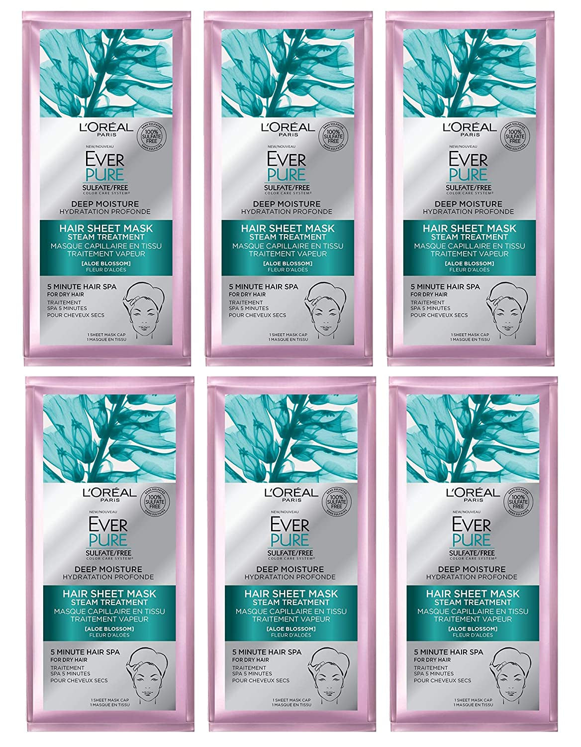 L'Oréal Paris Hair Care Everpure Deep Moisture Hair Sheet Mask, 1.7 Fl. Oz(Pack of 6) Health & Beauty > Personal Care > Hair Care LÓreal   