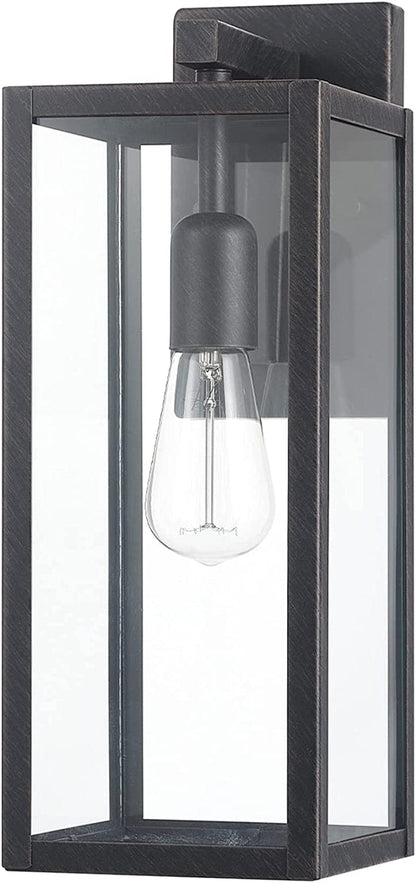 44176 1-Light Outdoor Indoor Wall Sconce, Matte Black, Glass Panes, Weather Resistant, Wall Lighting, Wall Lamp Dimmable, Kitchen Sconces Wall Lighting, Home Improvement, Porch Light Brushed Dark Bronze