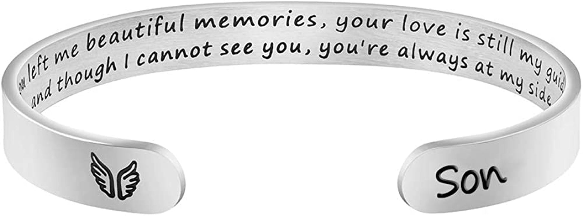 Joycuff Memorial Gifts for Women Inspirational Cuff Bracelet Sympathy Jewelry Loss of Loved One Sympathy Gifts Remember Her Apparel & Accessories > Jewelry > Bracelets JoycuFF You left me beautiful memories...--Son  