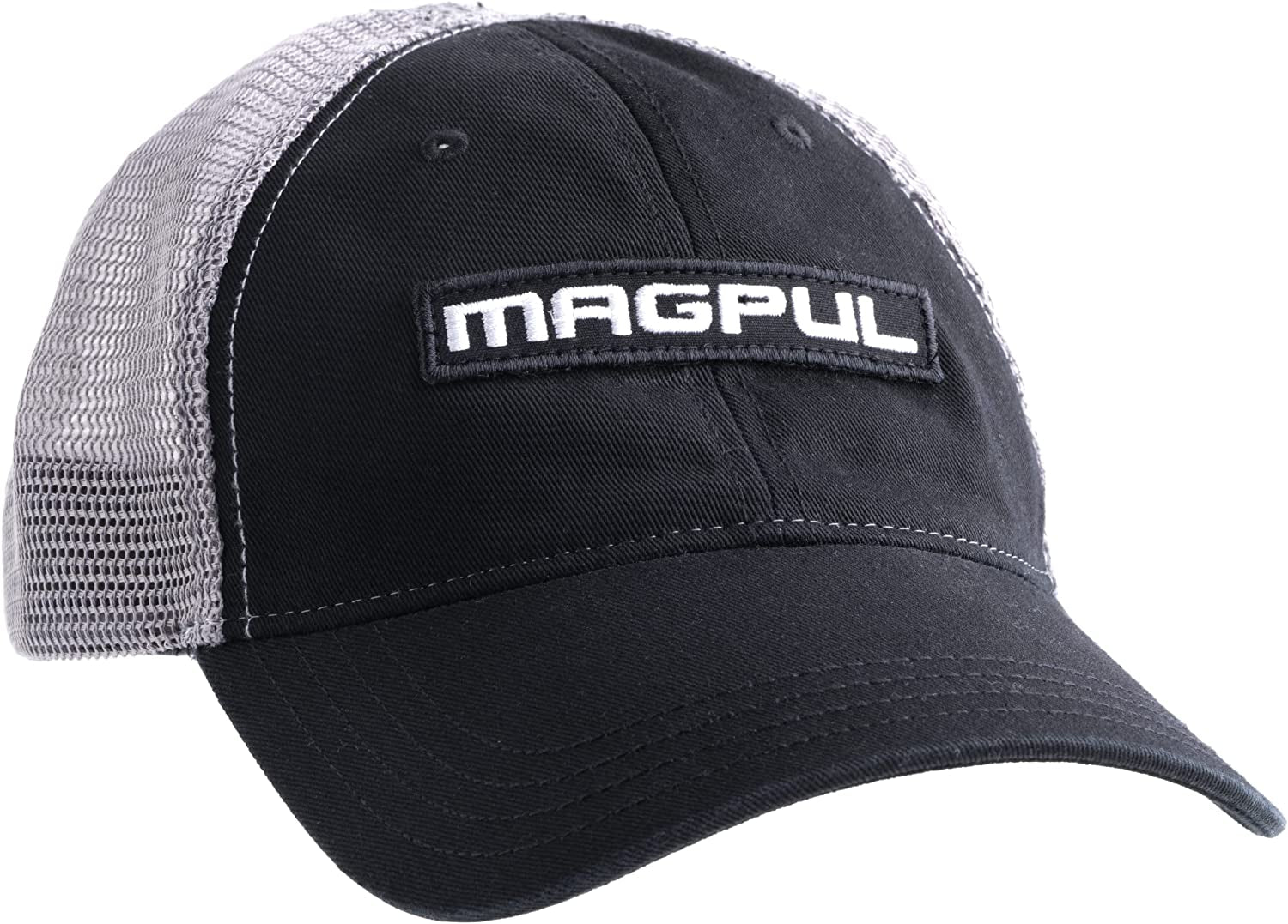 Magpul Trucker Hat Snap Back Baseball Cap, One Size Fits Most Apparel & Accessories > Clothing Accessories > Hats Magpul Wordmark Garment Washed Black/Charcoal One Size 