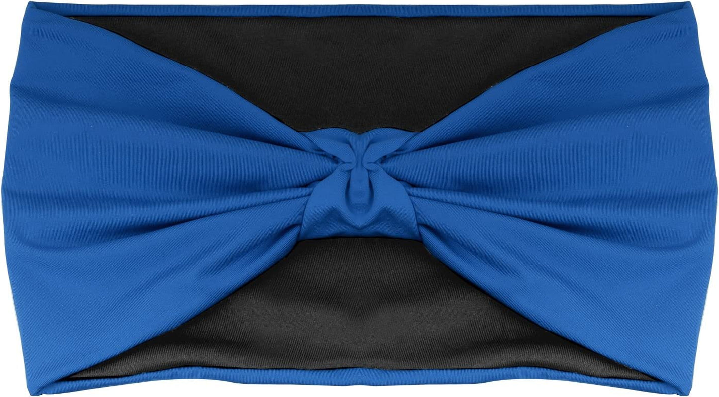 Moko Headband for Women, Versatile Turban Headband Hair Wrap Multi-Style Casual Sports Headwear, Stretchy Breathable Moisture Wicking Microfiber Head Wrap for Workout, Running, Yoga Apparel & Accessories > Clothing Accessories > Bandanas & Headties MoKo Black with Indigo Elastic 