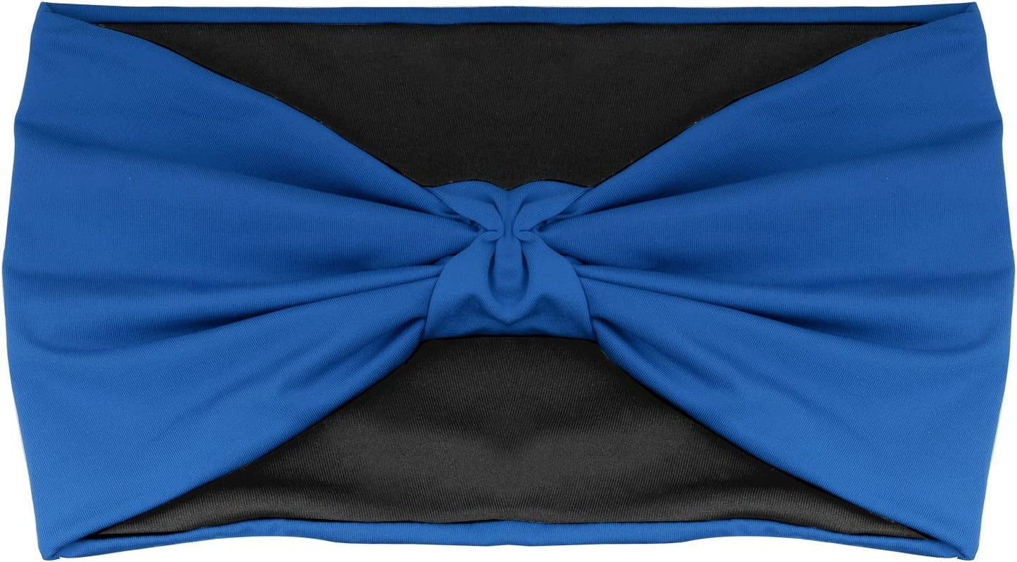 Moko Headband for Women, Versatile Turban Headband Hair Wrap Multi-Style Casual Sports Headwear, Stretchy Breathable Moisture Wicking Microfiber Head Wrap for Workout, Running, Yoga Apparel & Accessories > Clothing Accessories > Headwear MoKo Black with Indigo Elastic 
