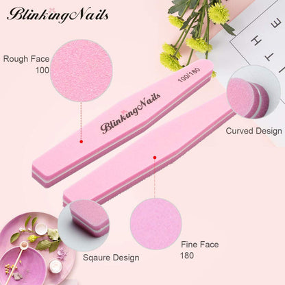 Sponge Nail File and Buffers 10Pcs for Nail Art Care Double Sides Design 100/180 Grit Nail Buffer Professional Manicure Nail Tools Color Gray Health & Beauty > Personal Care > Cosmetics > Cosmetic Tools > Nail Tools BlinkingNails   