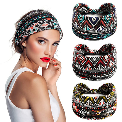 S&N Remille 3 Pack Wide Boho Headbands for Women and Girls, Elastic Turban Head Wrap Non-Slip Hair Bands for Sport Yoga and Running Headband Apparel & Accessories > Clothing Accessories > Bandanas & Headties S&N Remille Set-14  