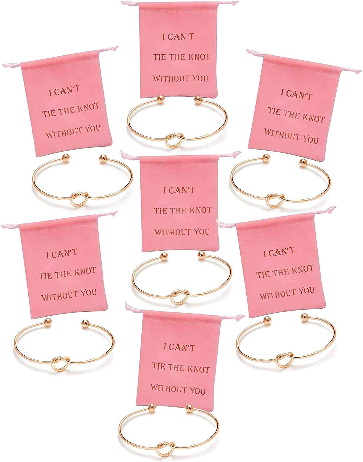 CHICNOW I Can'T Tie the Knot without You Bridesmaid Gift Cards Bridesmaid Bracelets Silver Tone- Set of 4,5,6 Apparel & Accessories > Jewelry > Bracelets Chicnow B. Rose Gold Tone-C 7 Sets  