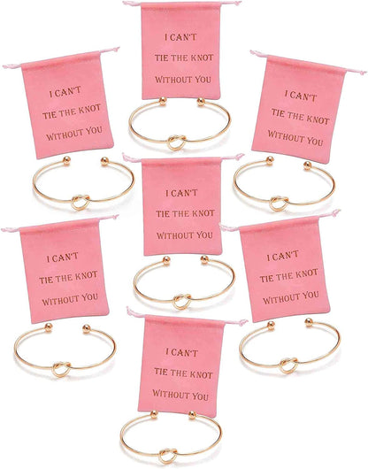 CHICNOW I Can'T Tie the Knot without You Bridesmaid Gift Cards Bridesmaid Bracelets Silver Tone- Set of 4,5,6 Apparel & Accessories > Jewelry > Bracelets Chicnow B. Rose Gold Tone-C 7 Sets  