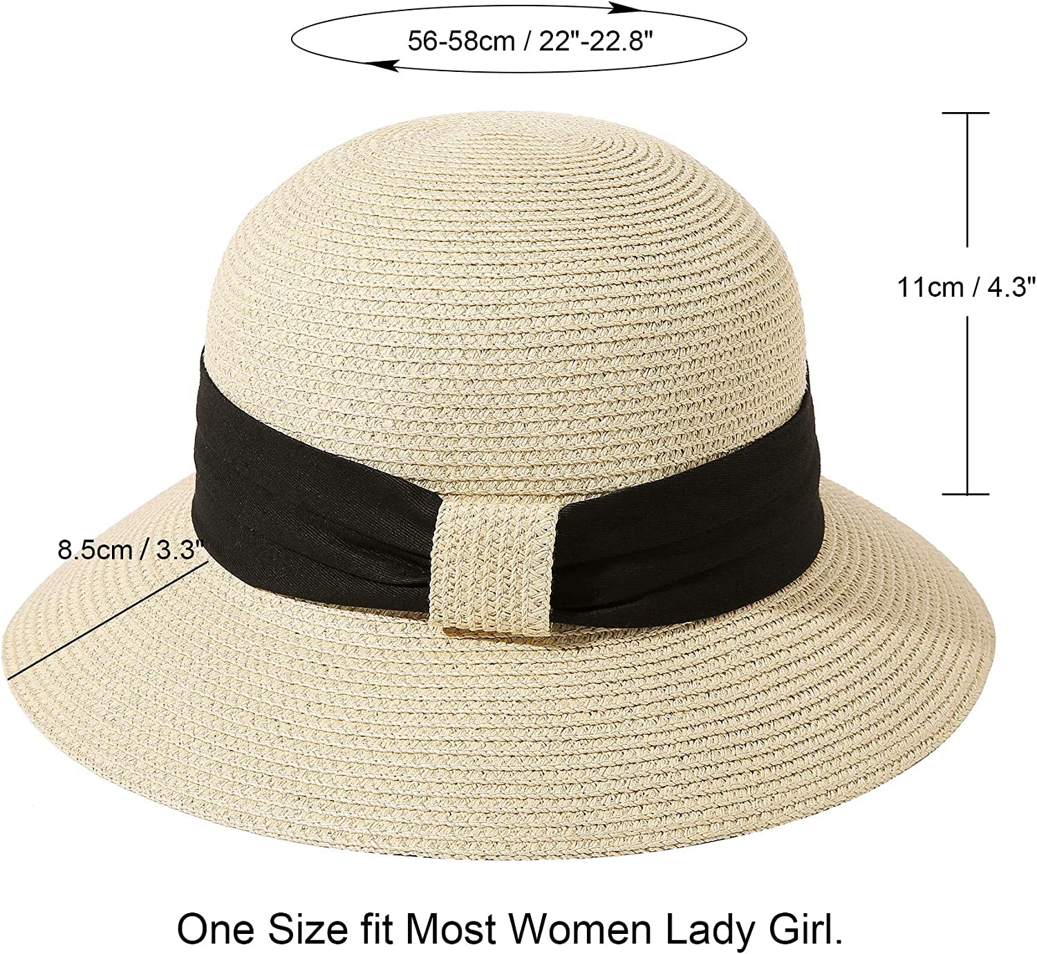 Lanzom Sun Hats for Women Wide Brim Straw Hat Summer Beach Hat Foldable Packable Cap for Travel Outdoor Apparel & Accessories > Clothing Accessories > Hats Lanzom   