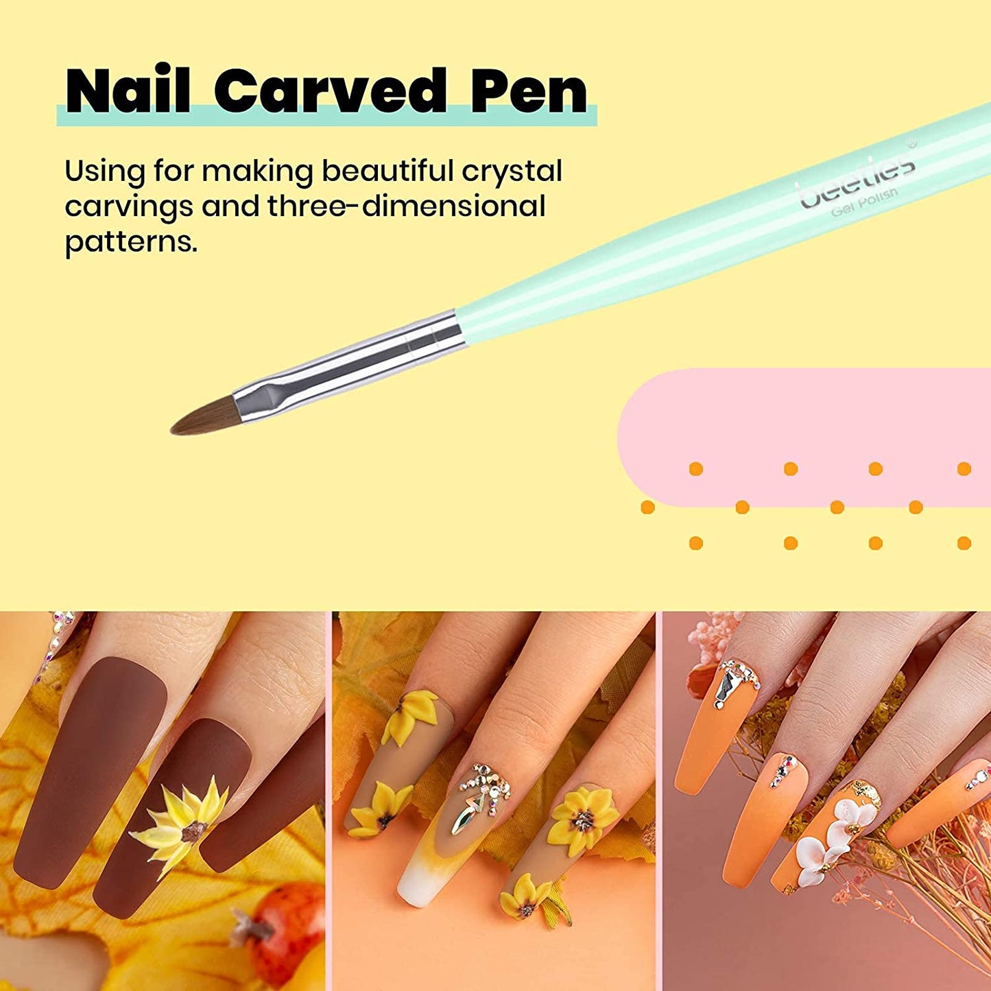 Beetles Nail Art Brushes Set Gel Polish Nail Art Design Pen Painting Tools with Nail Extension Gel Brush, Builder Gel Brush, Nail Art Liner Brush and Nail Dotting Pen for Salon at Home DIY Manicure Health & Beauty > Personal Care > Cosmetics > Cosmetic Tools > Nail Tools beetles Gel Polish   