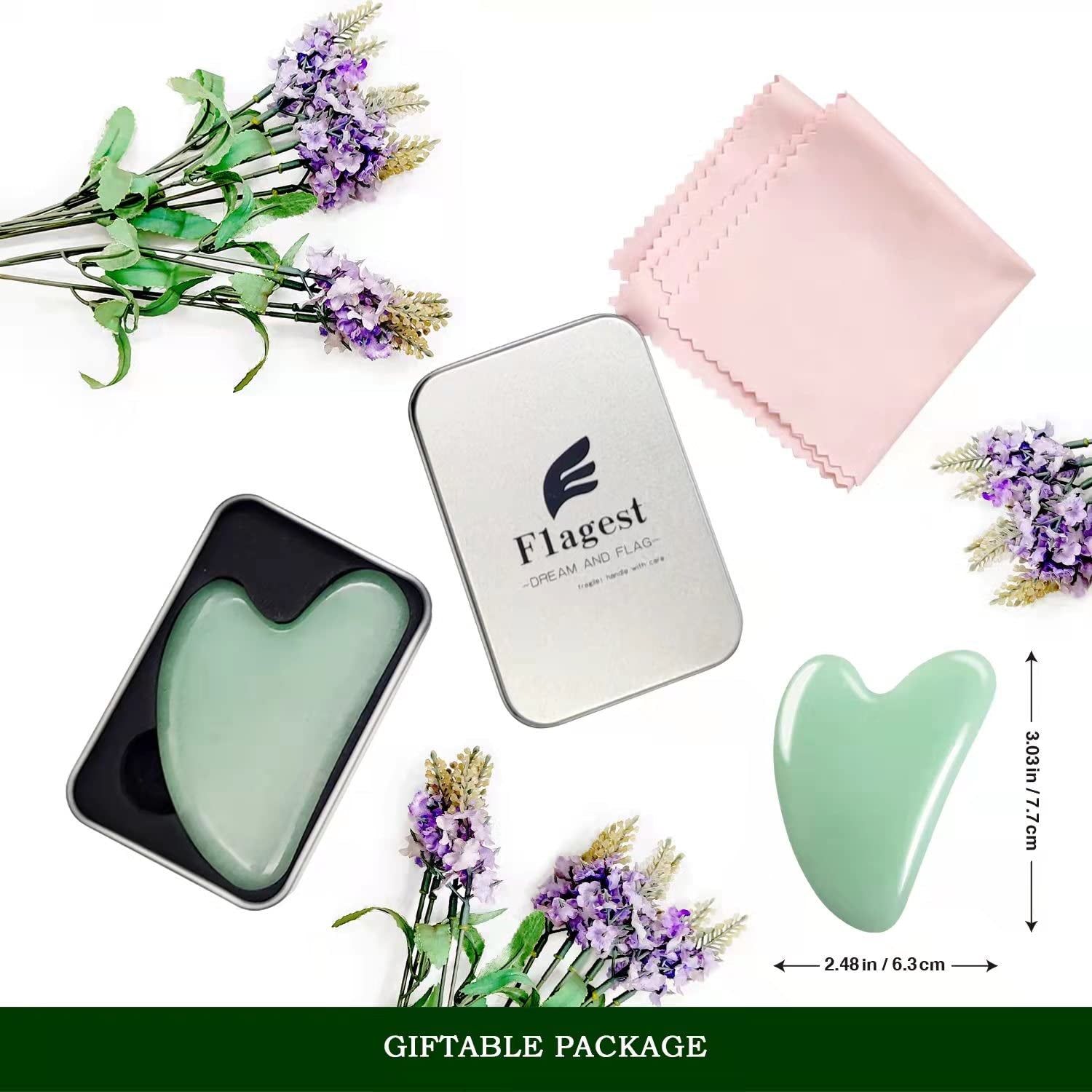 Gua Sha Facial Tools -Gua Sha Stone -Nature Jade Stone Guasha Massage Tool - Nature Jade Stone for Scraping Facial and SPA Acupuncture Therapy -Heart Shape Jade Trigger Point Treatment on Face (Jade) Health & Beauty > Personal Care > Cosmetics > Cosmetic Tools > Skin Care Tools Flagest   
