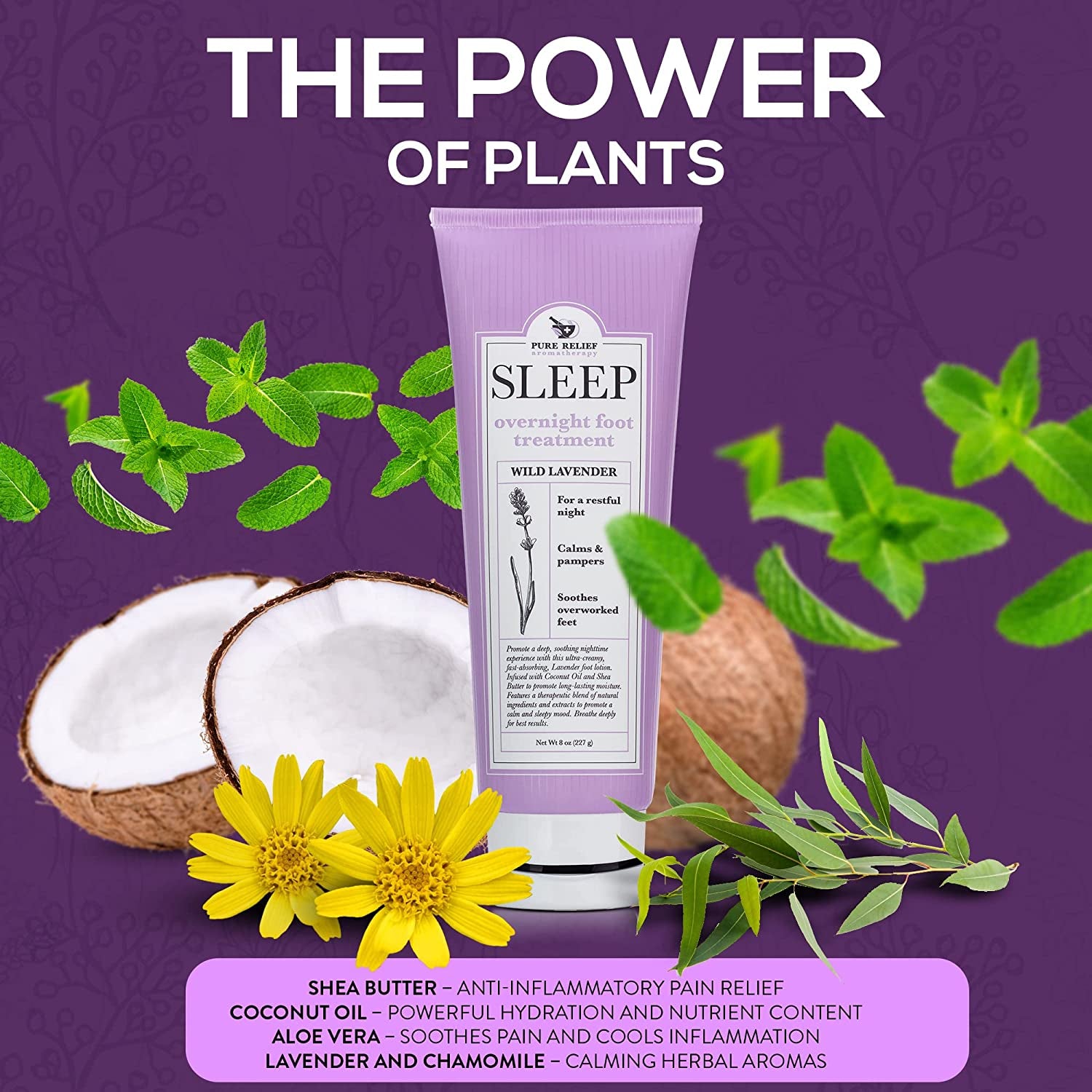 Pure Relief Relaxing Foot Lotion Moisturizer Cream for Dry Feet – Lavender Foot Care Cream W/ Shea Butter, Aloe, & Coconut Oil – Foot Repair & Sleep Cream W/ Soothing Scent, Pedicure Supplies, 8 Oz Health & Beauty > Personal Care > Foot Care Pure Relief   