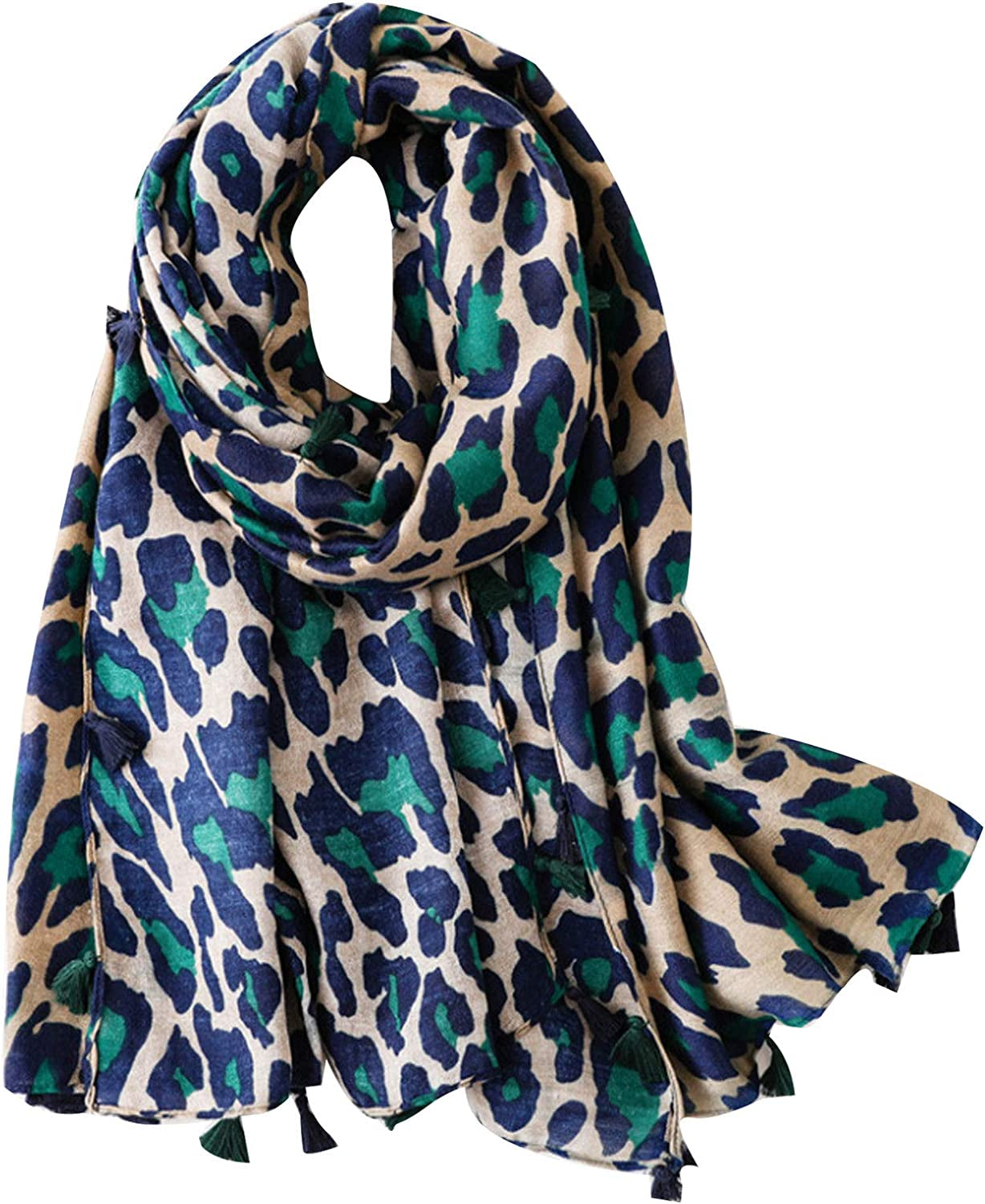 Van Caro Scarfs for Women Lightweight Floral Scarf Soft Long Fashion Scarves Sun-Proof Wrap Shawl Apparel & Accessories > Clothing Accessories > Scarves & Shawls Lobagve 5550 Green Leopard Print  