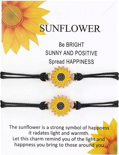Sunflower Bracelet Anklet Pinky Promise Friendship Adjustable Bracelet Anklet Sunflower Best Gifts for Best Friends Couple Family Apparel & Accessories > Jewelry > Anklets iDIMSON 2PCS-1  