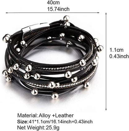 Fesciory Leather Wrap Bracelet for Women, Leopard Multi-Layer Magnetic Buckle Cuff Bracelet Jewelry Apparel & Accessories > Jewelry > Bracelets Fesciory   