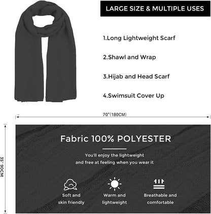 Missshorthair Womens Solid Color Scarfs Long Lightweight Scarf for Women Large Sheer Wrap Shawl Apparel & Accessories > Clothing Accessories > Scarves & Shawls MissShorthair   