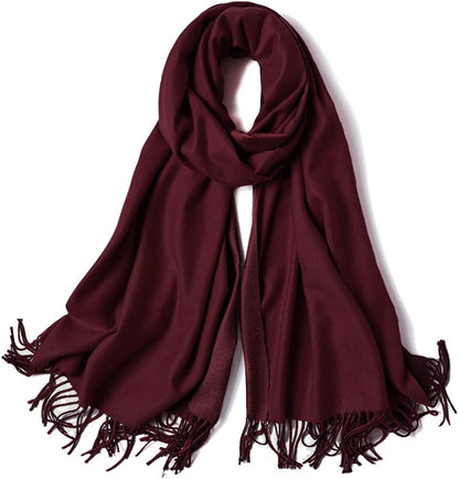 SOJOS Women Large Soft Cashmere Feel Pashmina Shawls and Wraps Winter Scarf for Evening Dresses SC304 Apparel & Accessories > Clothing Accessories > Scarves & Shawls SOJOS 304c9 Burgundy  