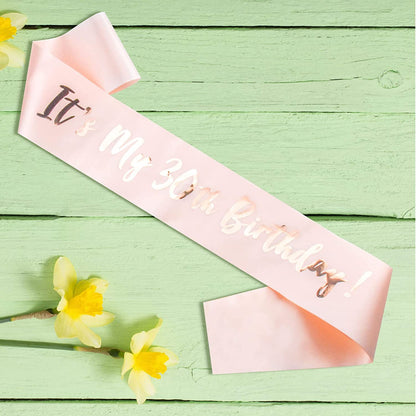 SGKUED 'It'S My 30Th Birthday' Sash, Rose Gold Soft Satin Sash with Rose Foil Lettering Birthday Sash for Women 30Th Birthday Party Favors and Decorations Apparel & Accessories > Clothing Accessories > Sashes SGKUED   