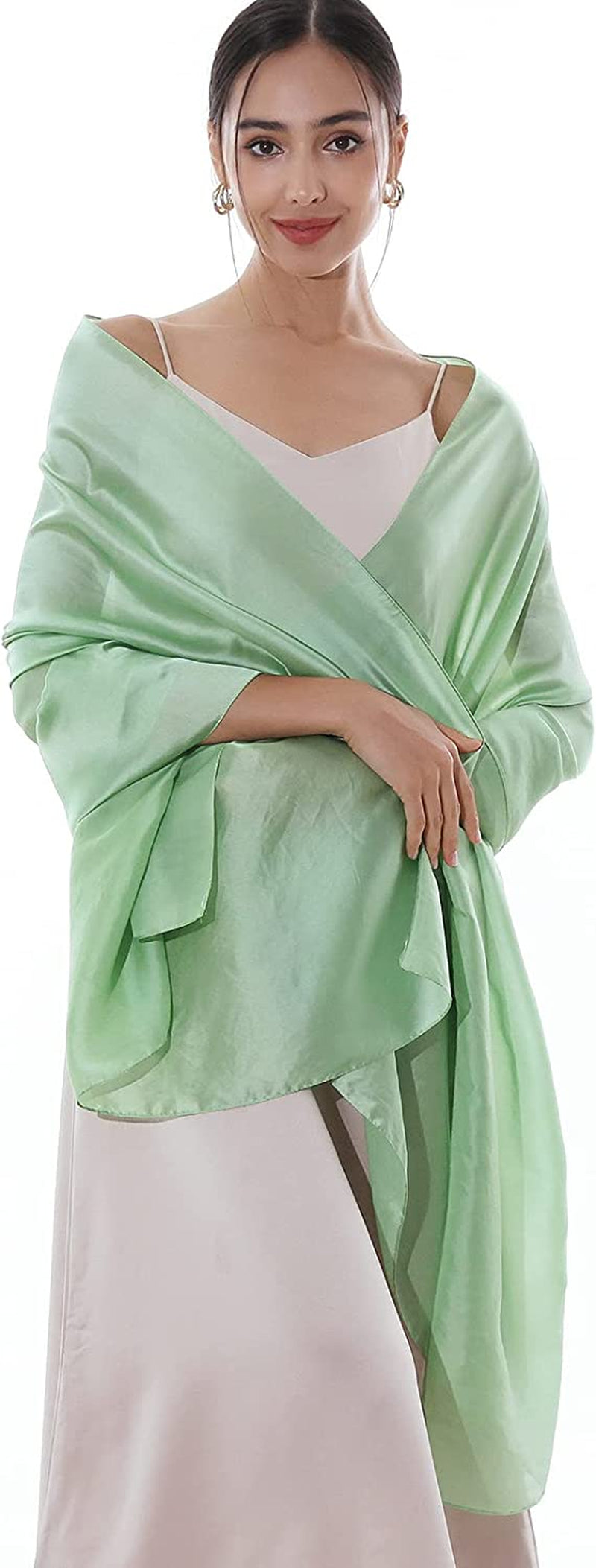 RIIQIICHY Pashmina Shawls Wraps for Women Evening Dresses like Chiffon Silk Scarf for Weddings Apparel & Accessories > Clothing Accessories > Scarves & Shawls RIIQIICHY Green-1  