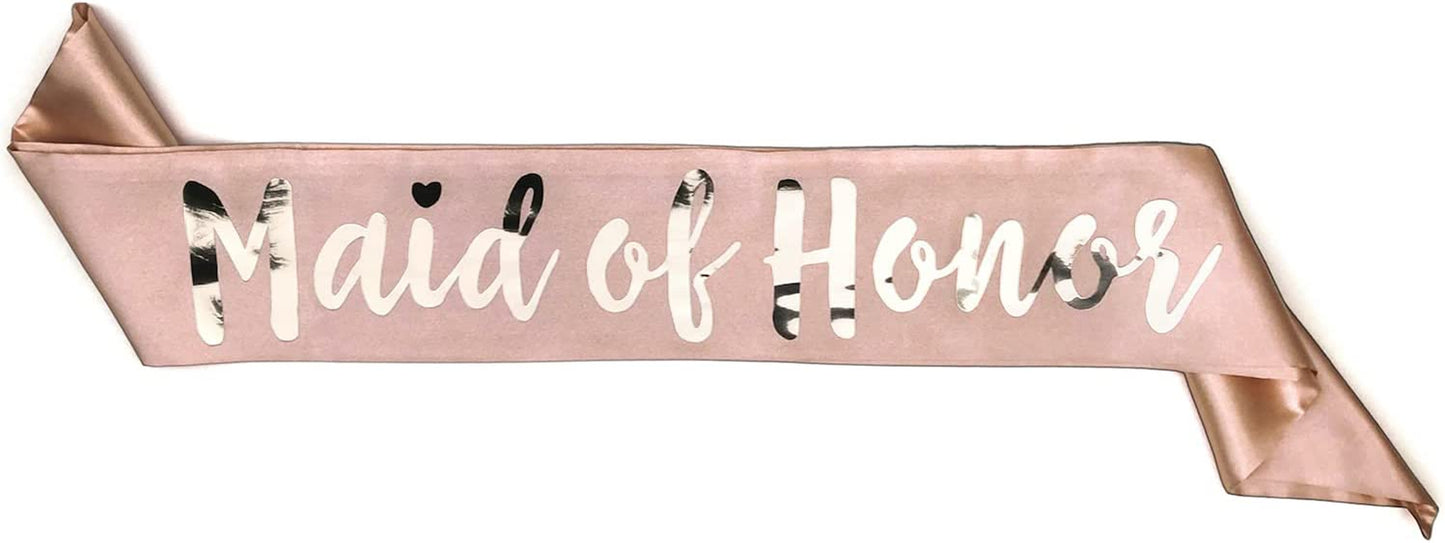 Team Bride Range Individual Sash - Sophisticated & Fun Party Favor for Bachelorette Party, Bridal Shower & Wedding Party - Double-Layer Sewn Satin (Maid of Honor, Rose Gold) Apparel & Accessories > Clothing Accessories > Sashes Bachelorette to Bride Rose Gold Maid of Honor 