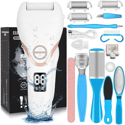 Electric Foot File Callus Remover for Feet, Rechargeable Pedicure Tools Foot Care Kit, Callus Remover with 3 Roller Heads,2 Speed,Battery Display for Remove Cracked Heels Calluses and Hard Skin Health & Beauty > Personal Care > Foot Care DanByte Black & White & Black  