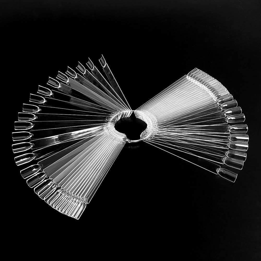 Nail Display Tips Lukytimo 100 Pcs Clear Fan-Shaped False Nail Polish Board Nail Art Tips Practice Sticks Tools with Ring Holder (Transparent) (100) Health & Beauty > Personal Care > Cosmetics > Cosmetic Tools > Nail Tools LukyTimo   