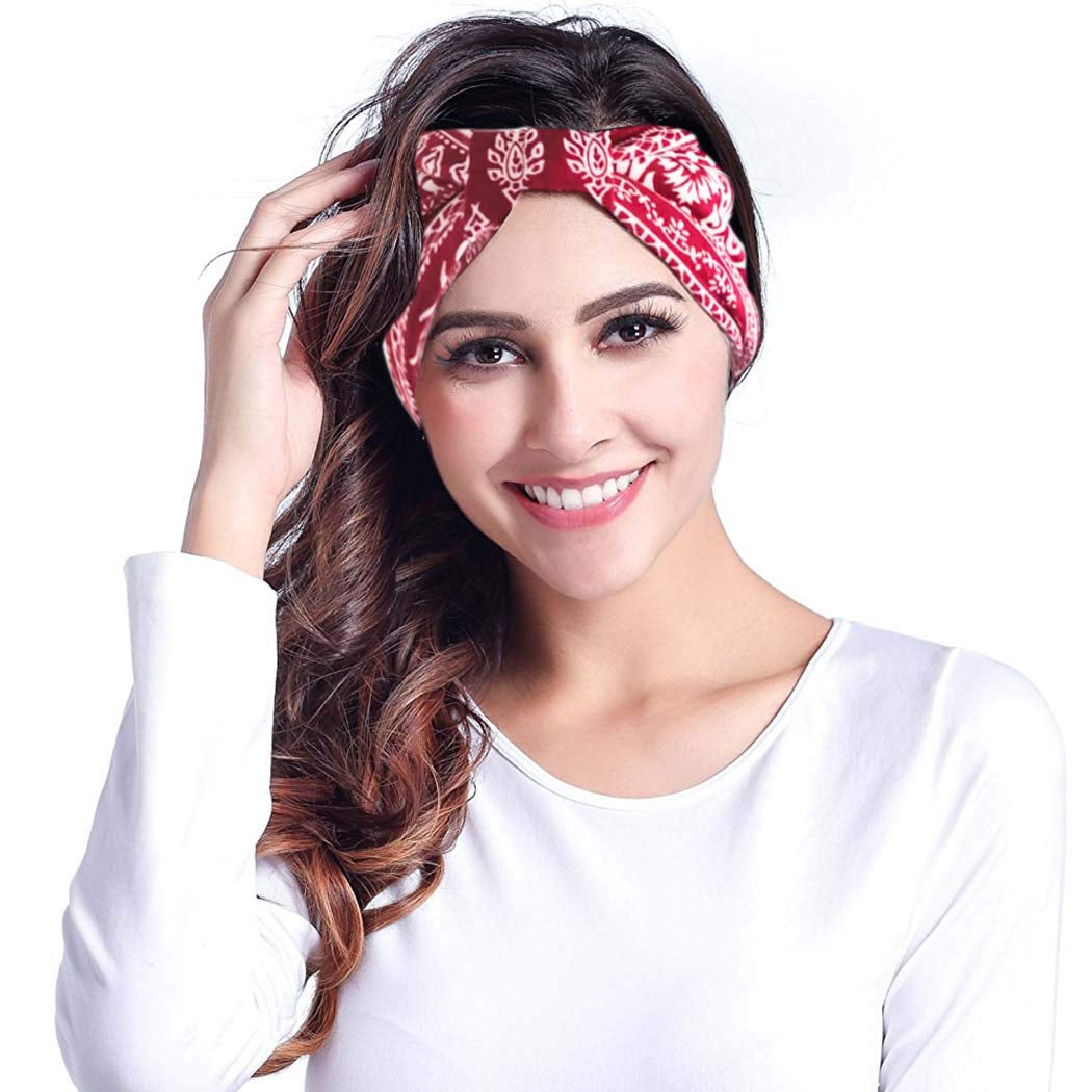 Bohend Boho Headbands Wide Knotted Hair Bands Fashion Printing Bandeau Travel Stretchy Cotton Headband Sport Yoga Hair Accessories for Women and Girls (A) Apparel & Accessories > Clothing Accessories > Bandanas & Headties Bohend   